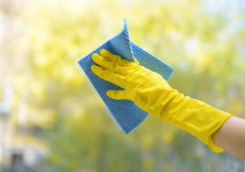 Office cleaning team working in a Finchley business reception area
