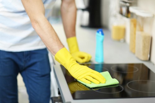 Local Finchley cleaner carrying out a deep clean in a living room
